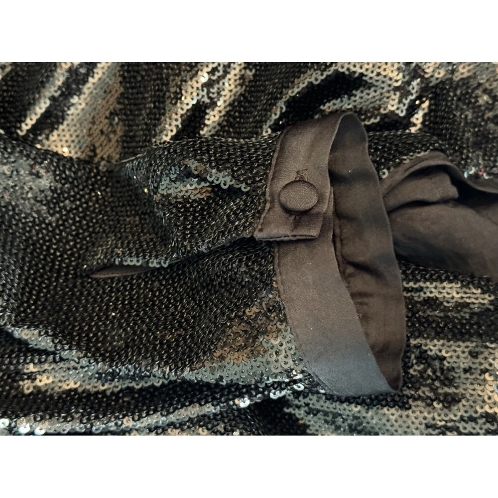 Anthropologie Women’s 8 Black Twist-Front All Over Sequin Dress Glam RARE - Picture 8 of 11